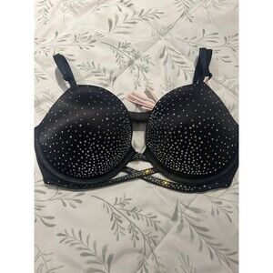 Victorias secret 36D black sparkle very sexy push up bra NWT